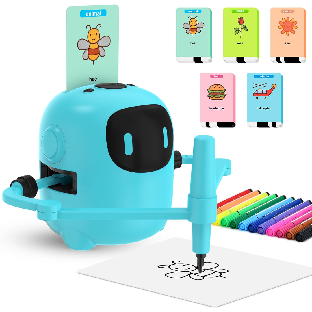 Zeichenroboter für Kinder, Drawing Robot mit 100 Karten, Sprachinteraktiver Malroboter Lernspielzeug