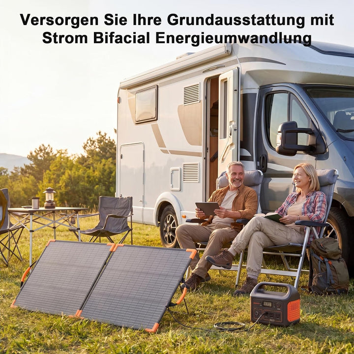 100W Bifaziales Tragbares Solarpanel für Kraftwerke, 20V Faltbares Solarladegerät mit IP68-Wasserdic
