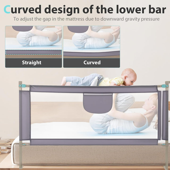 Rausfallschutz – Bettschutzgitter 150 cm Dunkelgrau – Bettgitter höhenverstellbar 69-98 cm – Bettumr