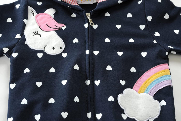 EULLA Kinder Mädchen Zip Up Hoodie Sweatjacke Kapuzenjacke Kapuzenpullover Langarm Baumwolle Einhorn