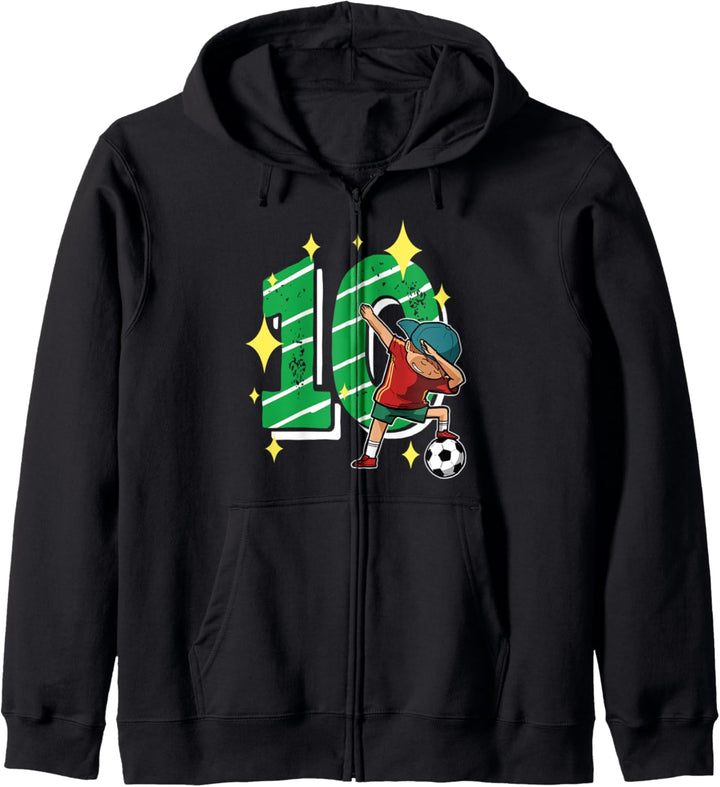 10 Jahre Fussball Geschenk 10. Geburtstag Dabbing Fussballer Kapuzenjacke