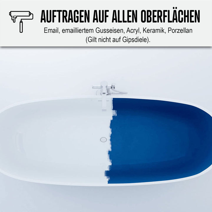 BADEWANNENLACK - BADFARBE - Zum Überstreichen von Badewannen, Waschbecken und Duschen - Tiefschwarz
