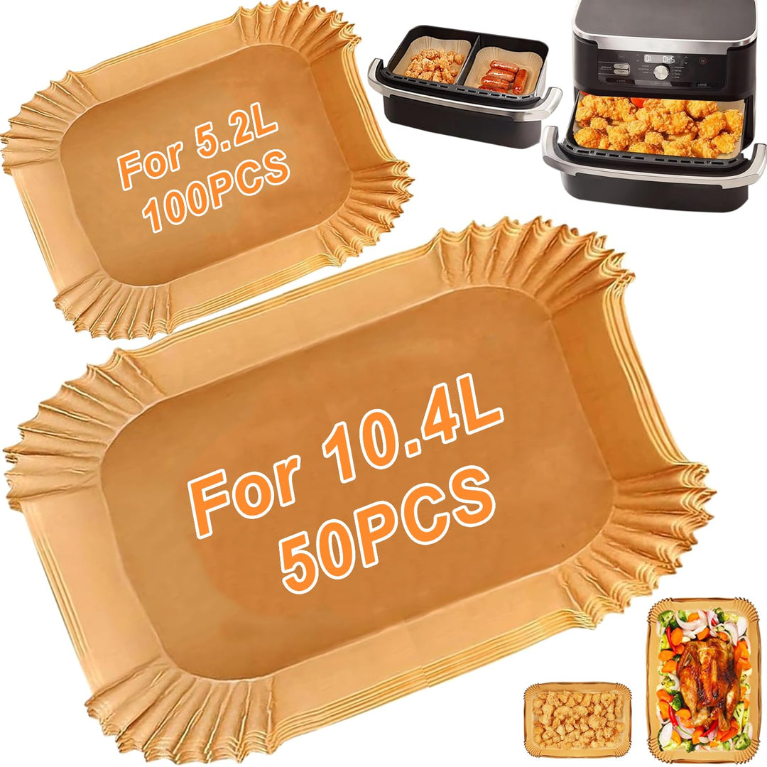 150 Stück Backpapier für Heissluftfritteuse Ninja AF500EU AF500EUCP, Cecotec 9000, Rechteckig Airfry