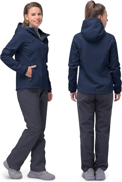 33,000ft Softshelljacke Damen Wasserdichte Atmungsaktive Warme Winterjacke Fleece Übergangsjacke Win