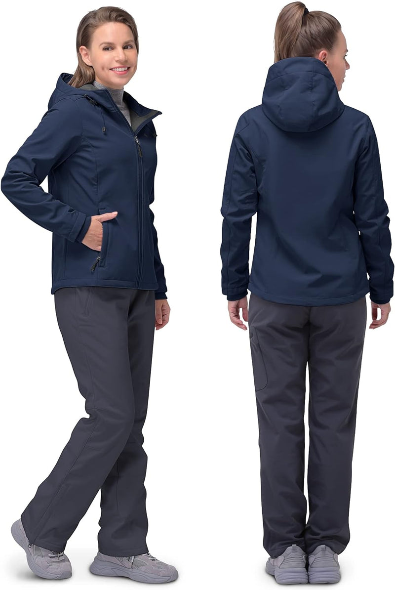 33,000ft Softshelljacke Damen Wasserdichte Atmungsaktive Warme Winterjacke Fleece Übergangsjacke Win