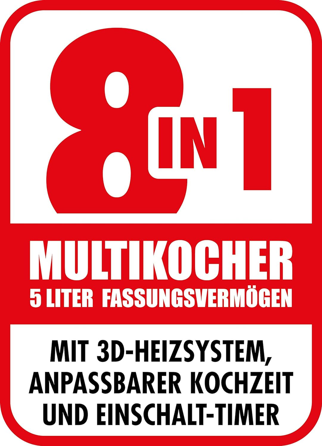 Design Multicook Pro, 42527, 8 in 1 Multifunktionskocher mit voreingestellten Programmen, 5 Liter, 3