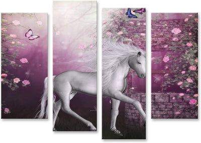 Bild auf Leinwand D Render of EIN Einhorn Wandbild Poster Kunstdruck Bilder Format: 130x80cm - 4 Tei