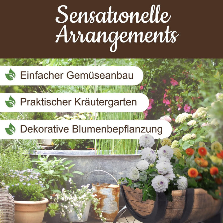 Blumenwagen Whiskyfass - Pflanzwagen auf rädern, Gartendeko Blumentopf Barel - realistischer Blument