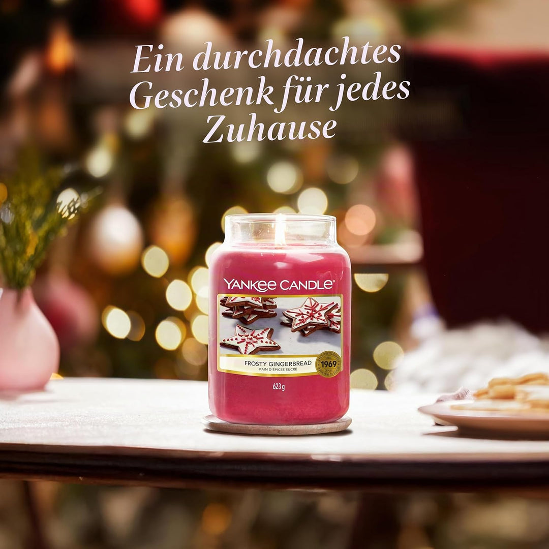Yankee Candle Duftkerze im Glas (gross) | Frosty Gingerbread | Brenndauer bis zu 150 Stunden, Frosty