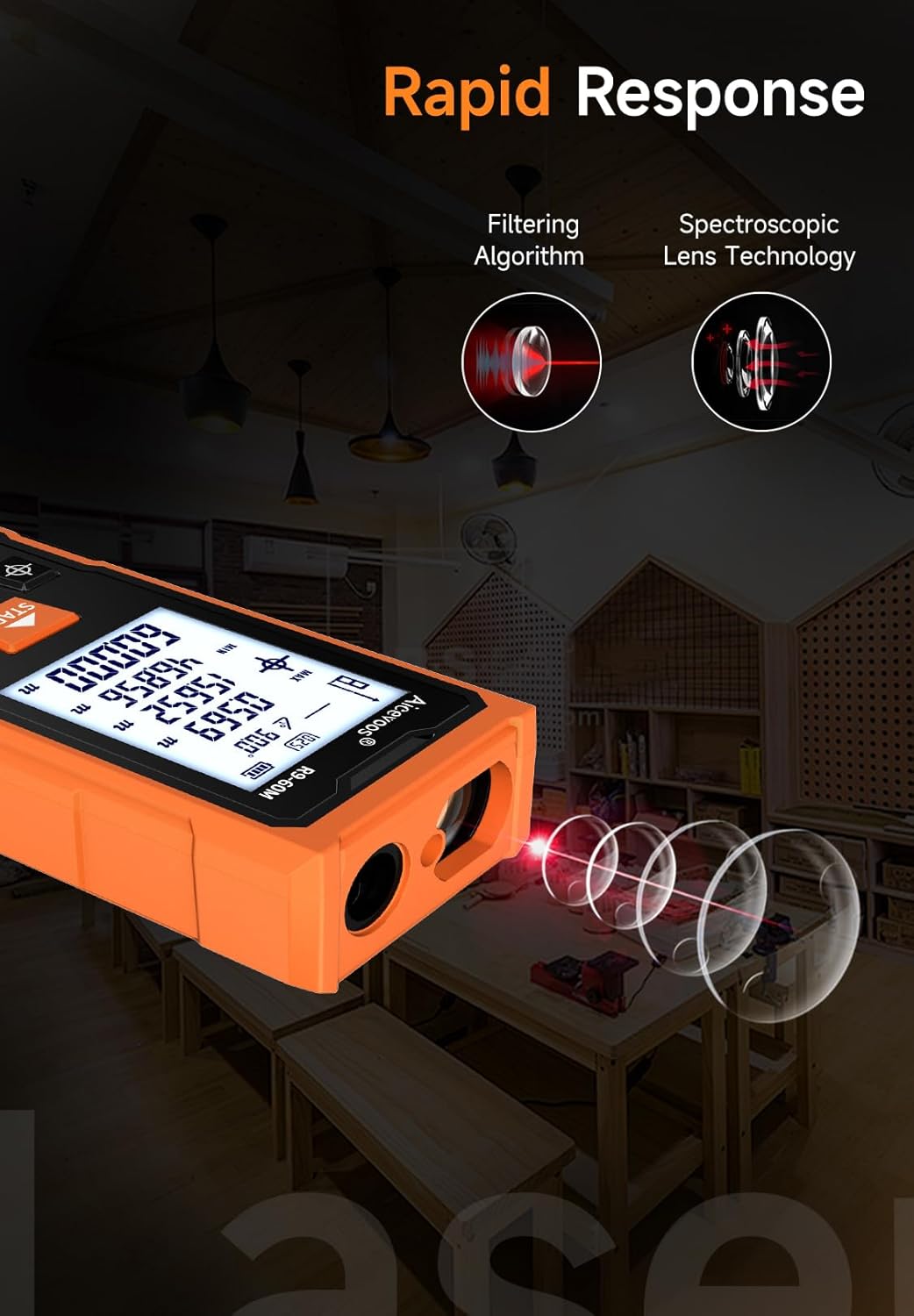 Aicevoos R9 Laser Entfernungsmesser Hohe Genauigkeit, 60 m, Laser-Massband, Compaktes Laser-Messgerä