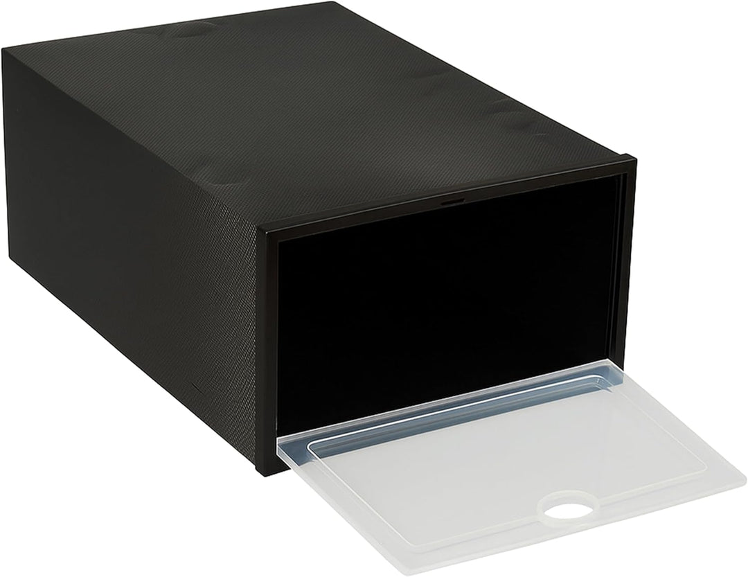 Retoo Schuhboxen Organizer Stapelbar – Transparente Aufbewahrungsboxen aus Kunststoff mit Griffen –