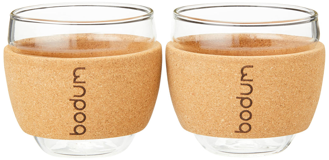 Bodum Pavina Set 2 Gläser, Transparent/kork, 6.3 cm, 2 Stück (1er Pack) 6.3 x 6.3 x 6.2 cm Transpare
