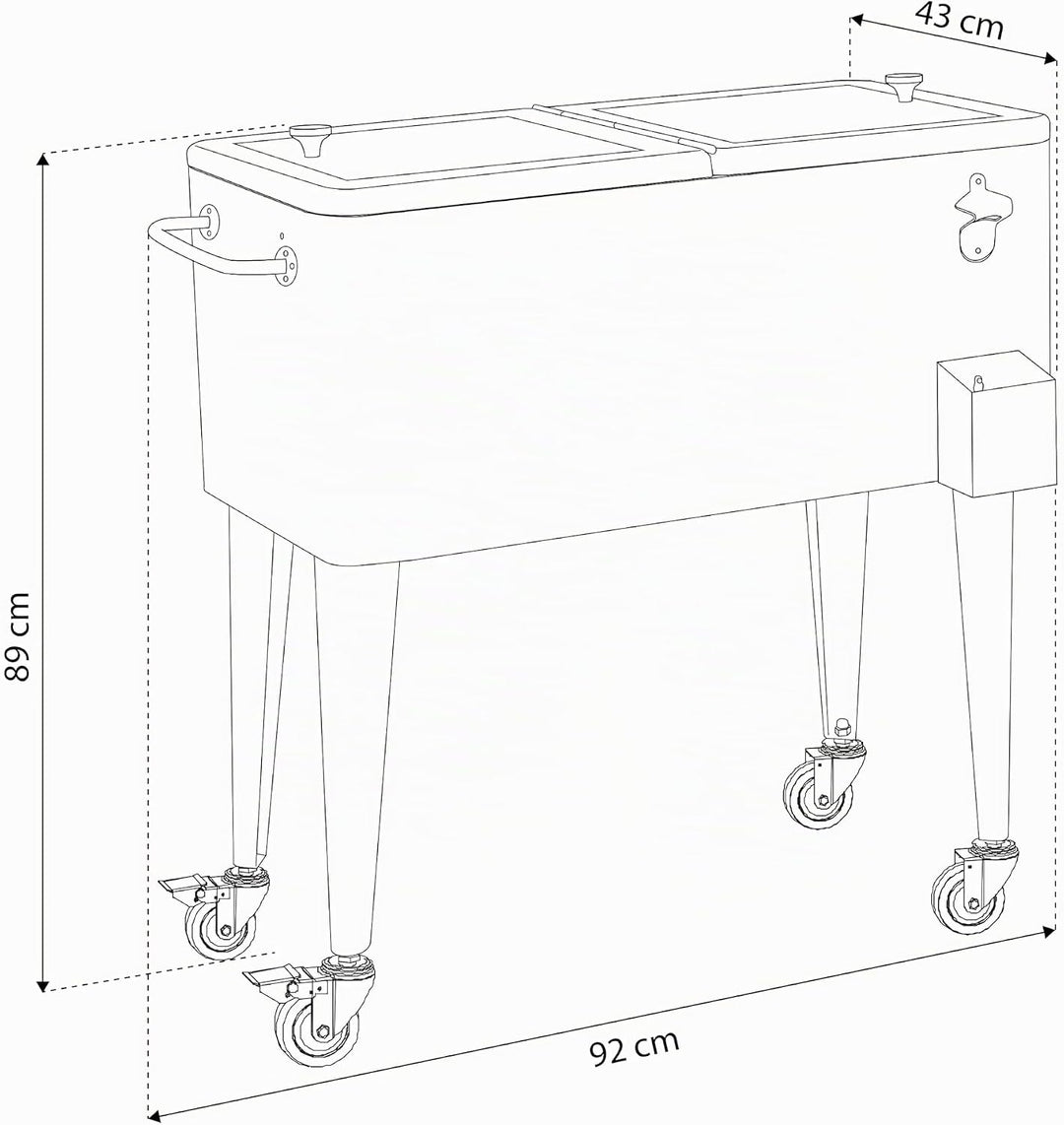 AXI Retro Getränkekühler | Kühlwagen/Kühler mit Rollen - 76 Liter | Fahrbare Kühlbox in diversen Far
