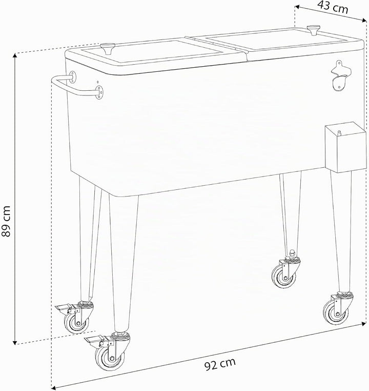AXI Retro Getränkekühler | Kühlwagen/Kühler mit Rollen - 76 Liter | Fahrbare Kühlbox in diversen Far