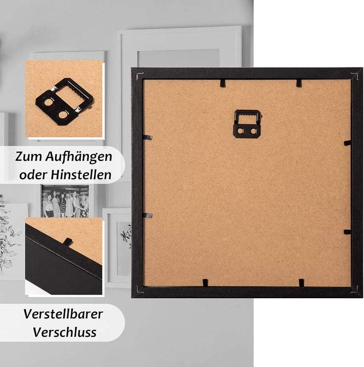 Muzilife 3D Bilderrahmen mit Echtglas 30x30 cm Holz, Tiefer Objektrahmen zum Befüllen für Wandbehang