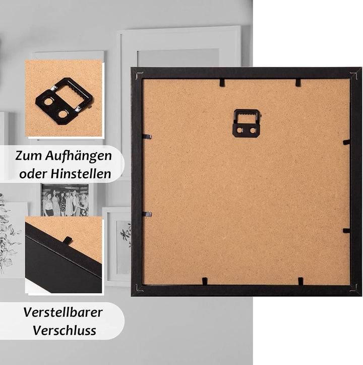 Muzilife 3D Bilderrahmen mit Echtglas 28x28 cm Holz, Tiefer Objektrahmen zum Befüllen für Wandbehang