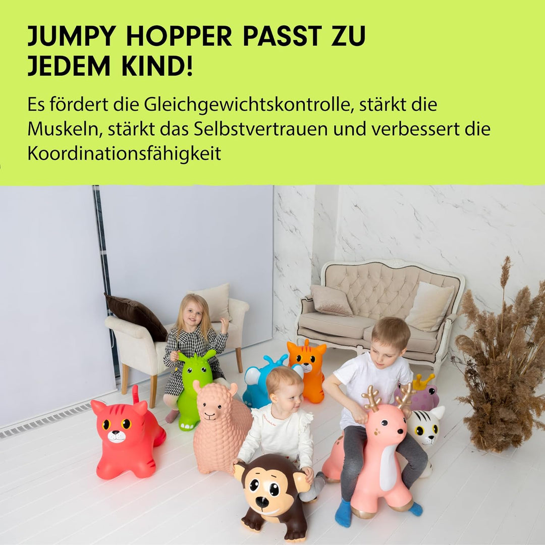 Gerardo's Toys Jumpy Hüpftier Rosa Katze - Hüpftiere ab 1 Jahr und ab 2 Jahre - Hüpftier Kinder - Au
