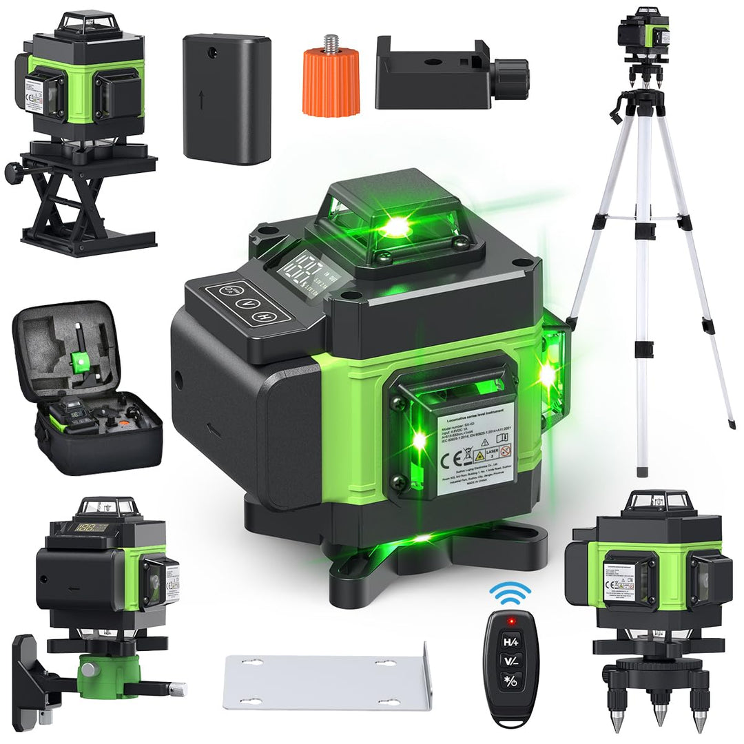 Kreuzlinienlaser mit Stativ, Multifunktionaler 4D-Laser mit 16 Linien,selbstnivellierende Maschine,