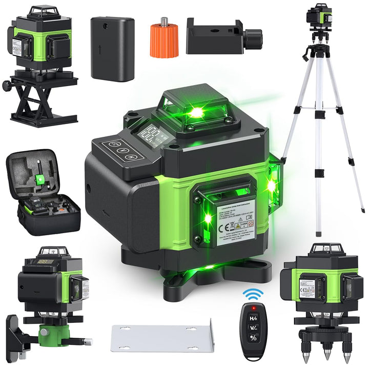Kreuzlinienlaser mit Stativ, Multifunktionaler 4D-Laser mit 16 Linien,selbstnivellierende Maschine,