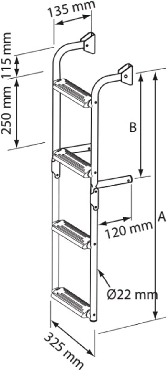 Nuova Rade Edelstahl Badeleiter mit 3 bis 6 Stufen einklappbar 1 + 2, 1 + 2