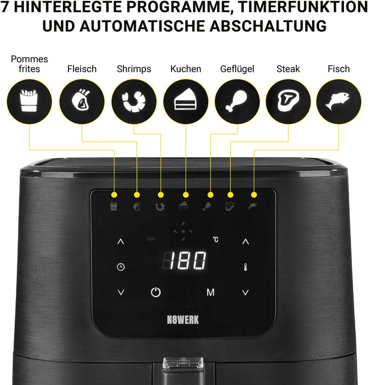 Heissluftfritteuse in der Midnight Edition | Kombination aus Heissluftofen, Grill & Fritteuse | Fett