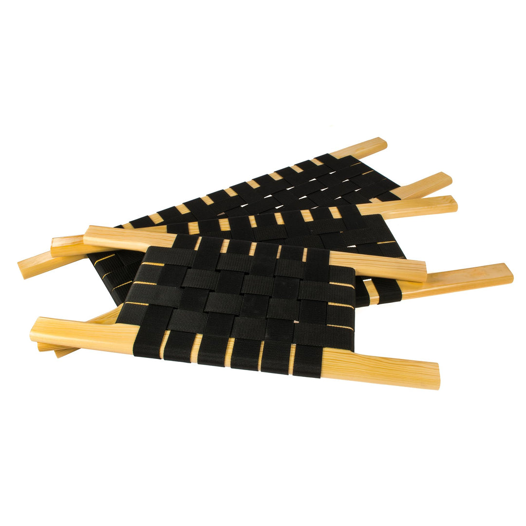 SET: 3x Seat Front Read Center Vordere Hintere Mittlere Kanu Sitz Bank aus Kiefernholz - Gurtbandsit