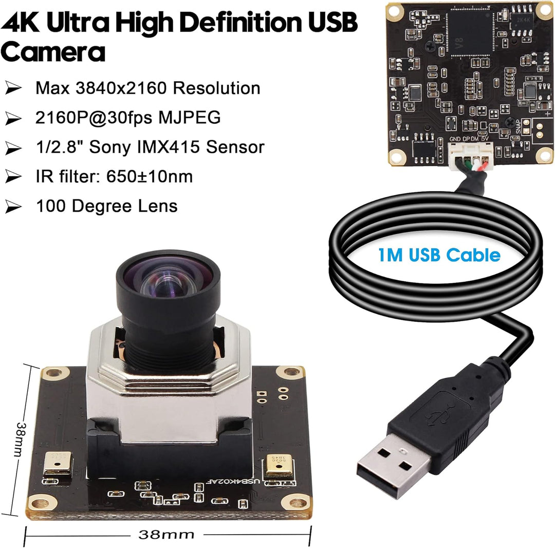 Svpro Autofokus 4K USB-Kameramodul mit Mikrofon, Ultra HD Mini-USB-Kameraplatine mit 100 Grad Weitwi