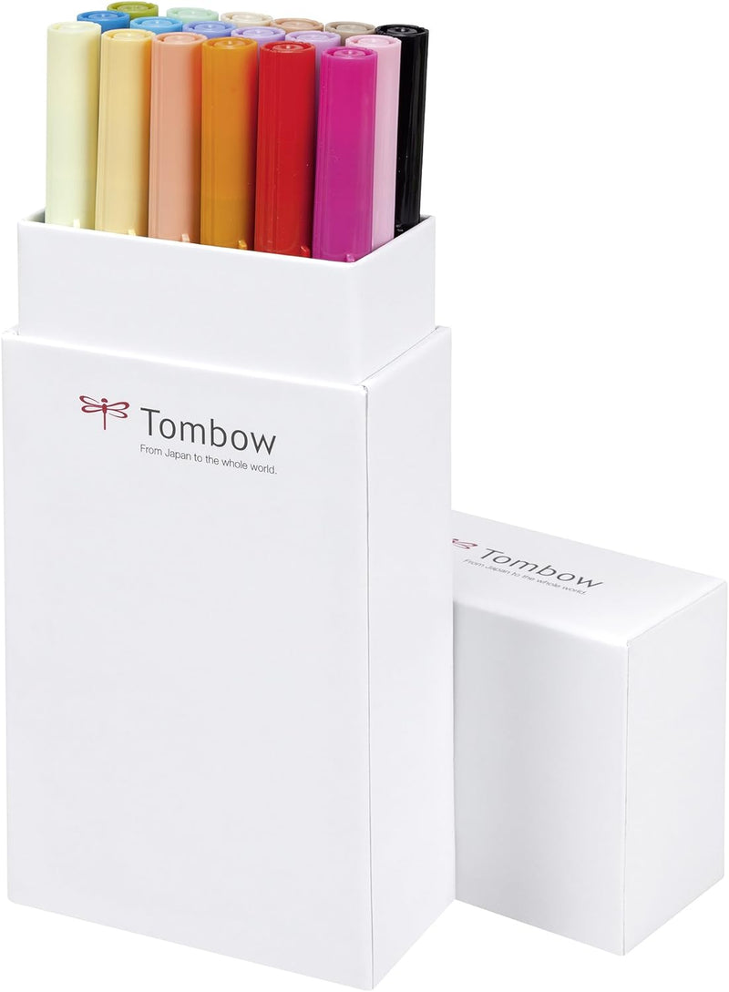 Tombow ABT-18P-2 Fasermaler Dual Brush Stift mit zwei Spitzen, 18er Set, Sekundärfarben 18er-Set Sek