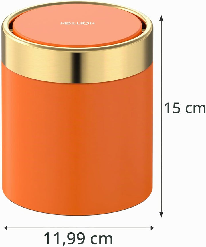 Mbillion Mini-Mülleimer mit Deckel, kleiner Mülleimer für den Schreibtisch, niedlicher Metall für Ti