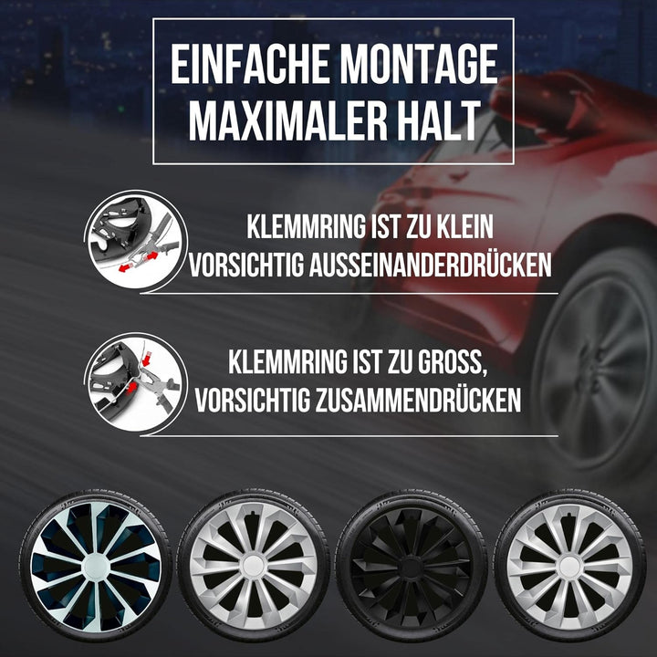 Albrecht 13 Zoll Radkappen schwarz matt für Stahlfelgen - Fame Radzierblenden aus hochwertigem Kunst