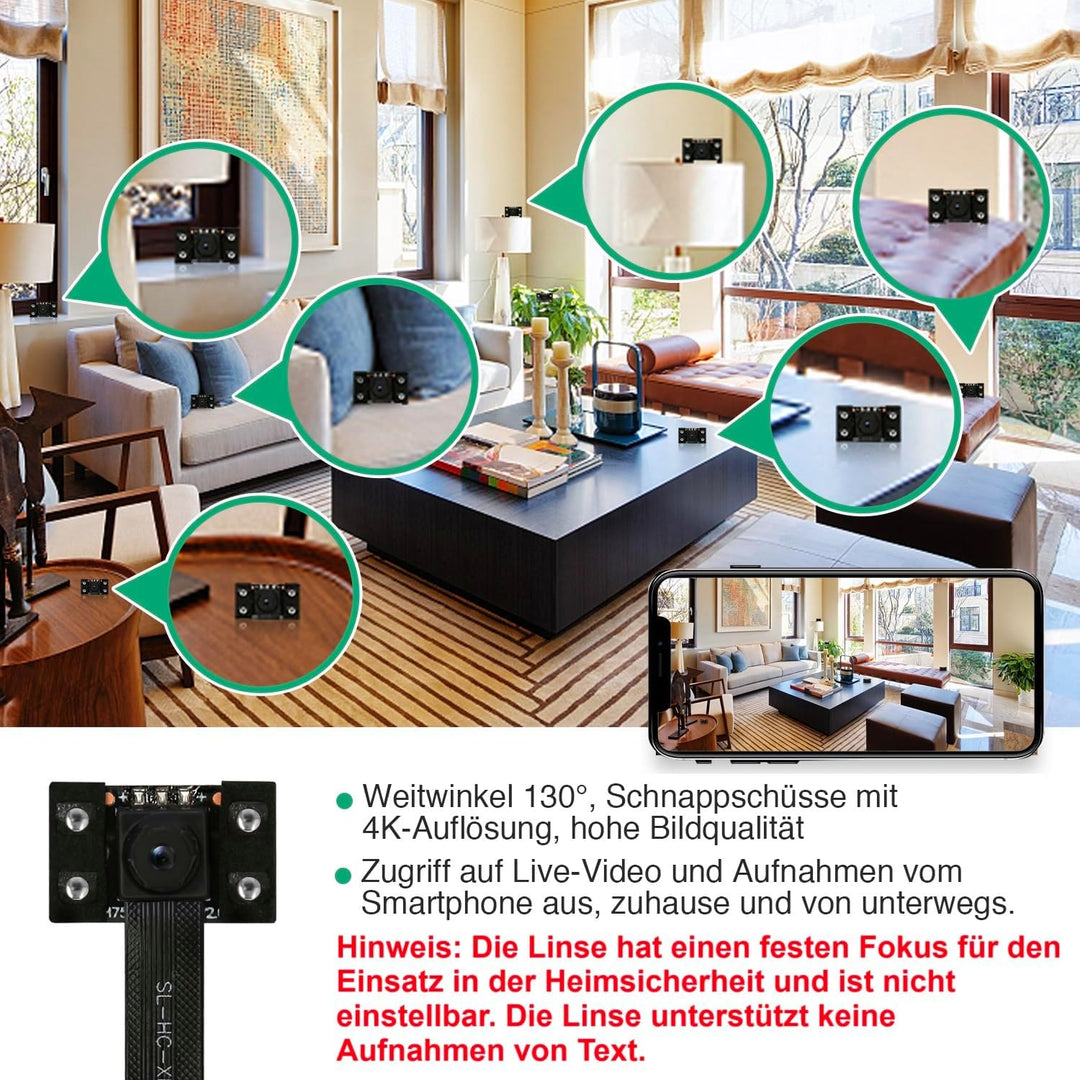 WIWACAM MW5 2023-gen WLAN-Kamera 4K Ultra HD, Bewegungserkennung, Überwachungskammera-Innen, microSD