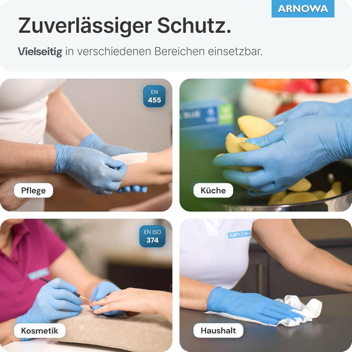 1000 Stück ARNOMED Einweghandschuhe Blau, Einmalhandschuhe XS, Nitril Handschuhe, Nitrilhandschuhe p