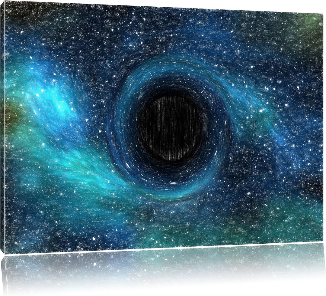 Pixxprint Schwarzes Loch im Weltall als Leinwandbild/Grösse: 100x70 cm/Wandbild/Kunstdruck/fertig be