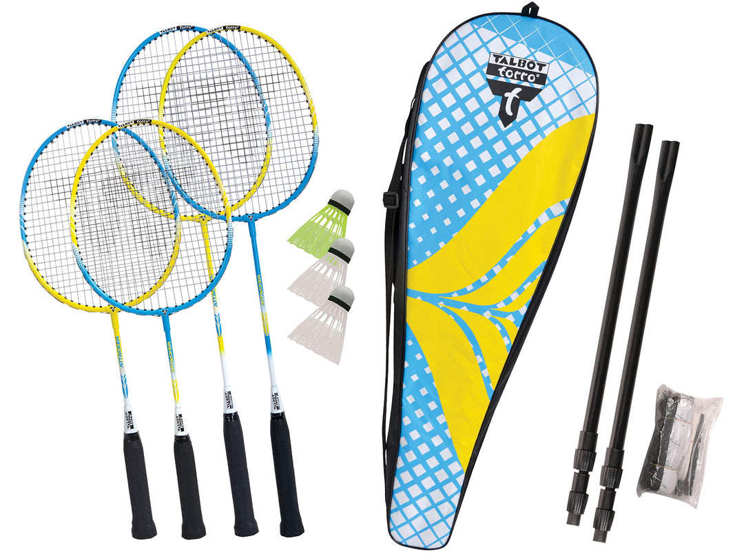 Talbot Torro Badminton-Set Family, Komplettset mit 2 Juniorschläger 53 cm, 2 Standardschläger, 3 Fed