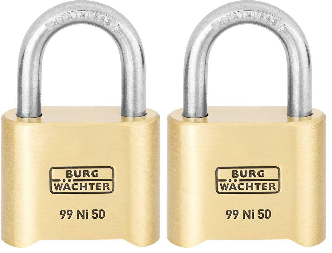 Burg Wächter Vorhängeschloss, Rostfrei, mit Zahlenschloss, 7,9 mm Bügelstärke, Massiver Messingkörpe