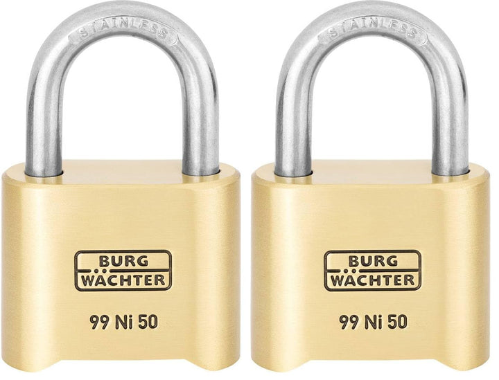 Burg Wächter Vorhängeschloss, Rostfrei, mit Zahlenschloss, 7,9 mm Bügelstärke, Massiver Messingkörpe