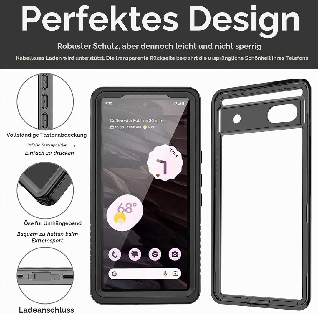 Miimall Schutzhülle für Google Pixel 7A, wasserdicht, IP68, HD-Displayschutz, 360 °, stossfest, robu