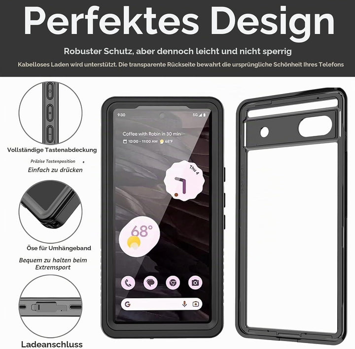 Miimall Schutzhülle für Google Pixel 7A, wasserdicht, IP68, HD-Displayschutz, 360 °, stossfest, robu
