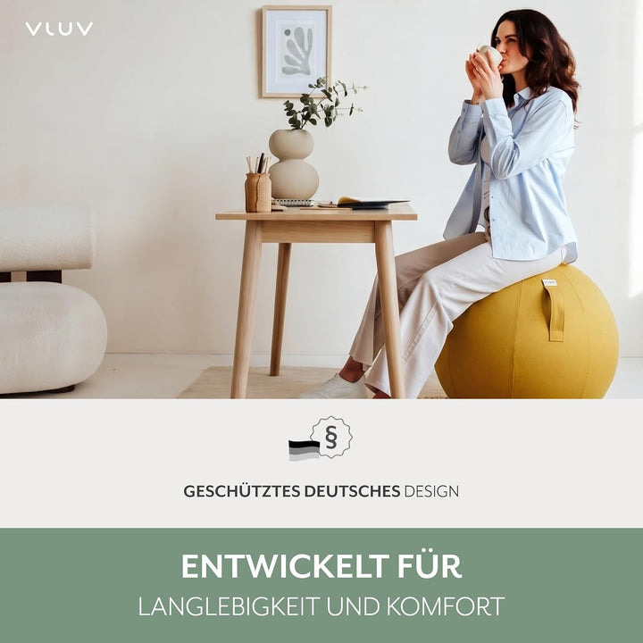 VLUV LEIV Stoff-Sitzball 60cm - 65cm Mustard, 60cm - 65cm Mustard