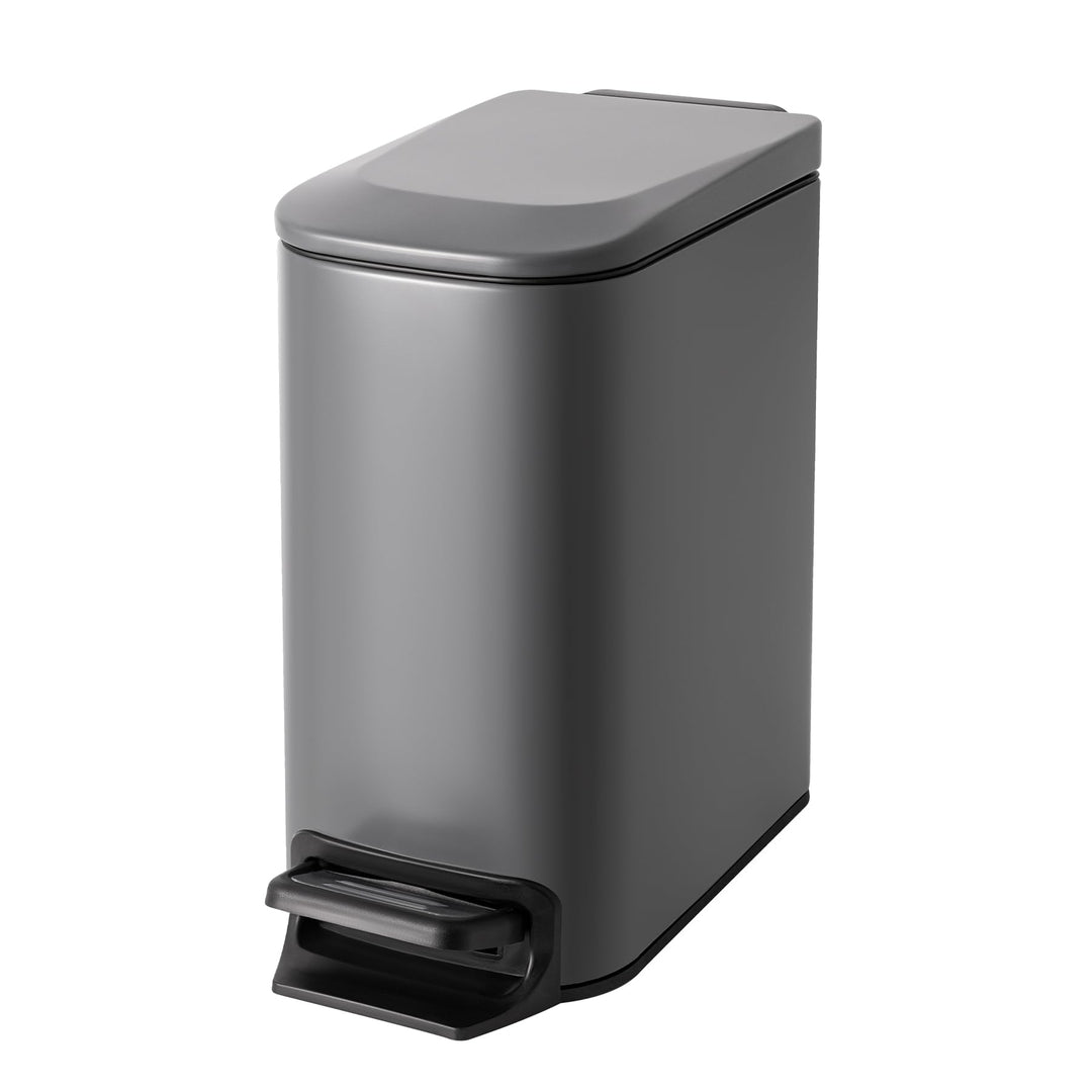 Cesun Kleiner Badezimmer-Mülleimer mit Deckel, Absenkautomatik, Trittpedal, 6 Liter, Edelstahl-Mülle