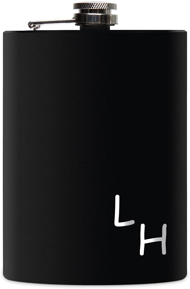 Edelstahl Flachmann 237 ml schwarz matt lackert inkl. individuelle Gravur in Silber von Paule Black