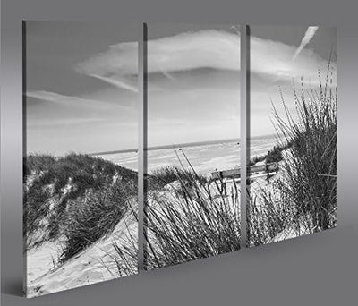 islandburner Bild Bilder auf Leinwand Nordseestrand Schwarz/Weiss Dünen 3p XXL Poster Leinwandbild W