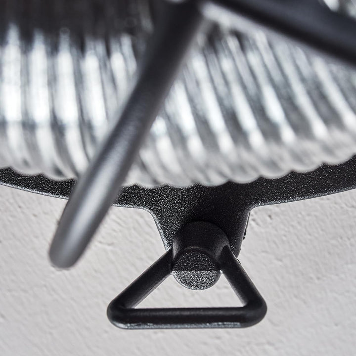 HOFSTEIN Aussendeckenleuchte Godel, Aussendeckenlampe aus Metall/Riffelglas in Schwarz/Klar, Deckenl