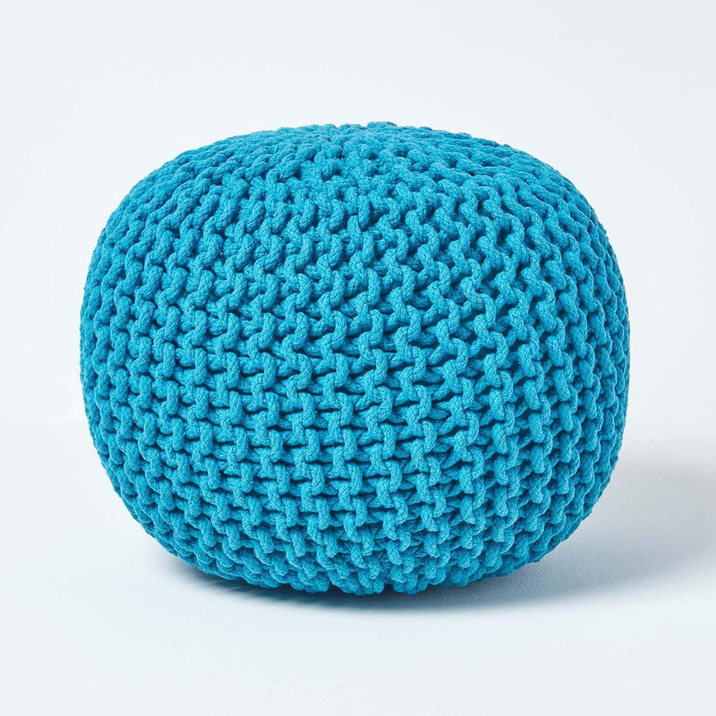 Homescapes Pouf Strickpouf rundes Bodenkissen, Sitzpouf 35 x 40 cm, gepolsterter Sitzhocker, Sitzpuf