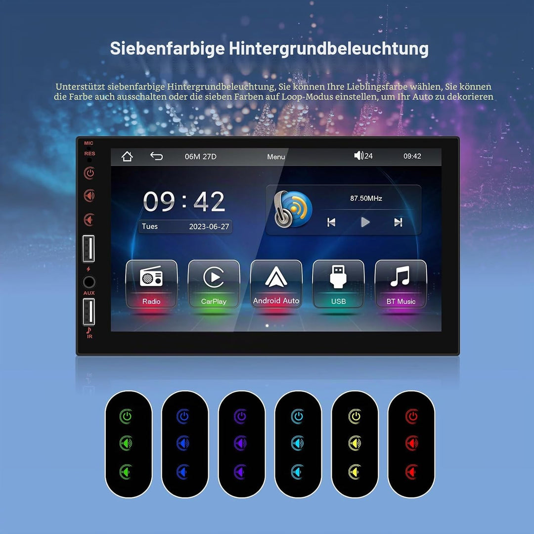 Hikity Autoradio 1 Din Wireless Carplay Android Auto mit Bildschirm 7 Zoll Touch Display Auto Radio