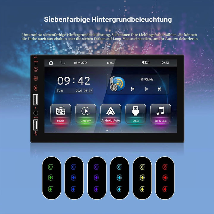 Hikity Autoradio 1 Din Wireless Carplay Android Auto mit Bildschirm 7 Zoll Touch Display Auto Radio