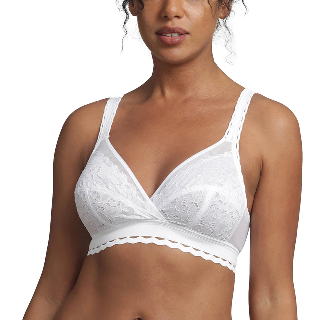 Playtex Damen Bh Ohne Bügel Recycled Classic Lace Support Soft Cup x1 75B Weiss, 75B Weiss