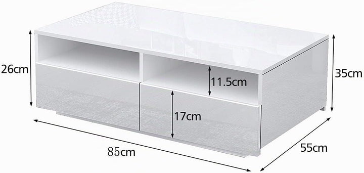 Senvoziii LED Couchtisch für Wohnzimmer, Beistelltisch Moderner Holztisch, Weisser Glanz Kaffeetisch