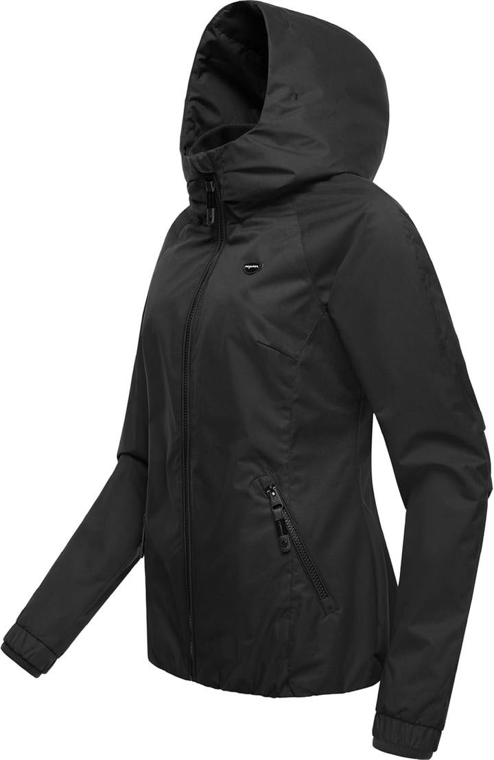 Ragwear Damen wasserdichte Übergangsjacke leichte Jacke kurz mit Kapuze Dizzie Intl XS-6XL, 4XL Blac