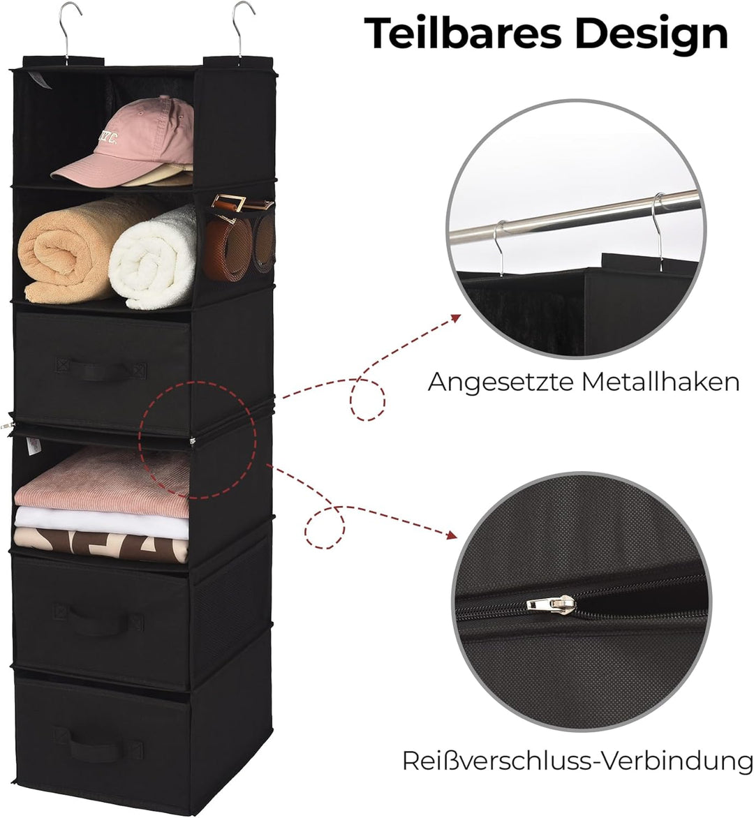 GRANNY SAYS Hängeorganizer Schrank, 1 Stück Hängeregal Stoff mit Schubladen, Schwarz Hängeaufbewahru